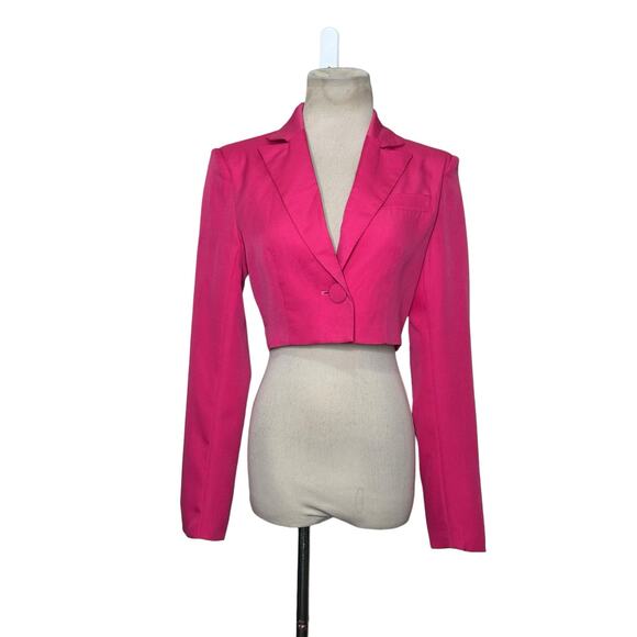 Club L London bubble gum pink one button crop boxy blazer size 4 - Picture 14 of 16